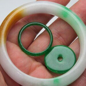 "Natural Jade bangle +   REE Jade Ring & Jade Donut 57mm "